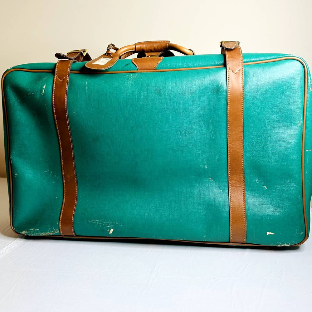 GUCCI VINTAGE SUITCASE 1970s LUGGAGE BRIEFCASE AUTHENTIC GREEN